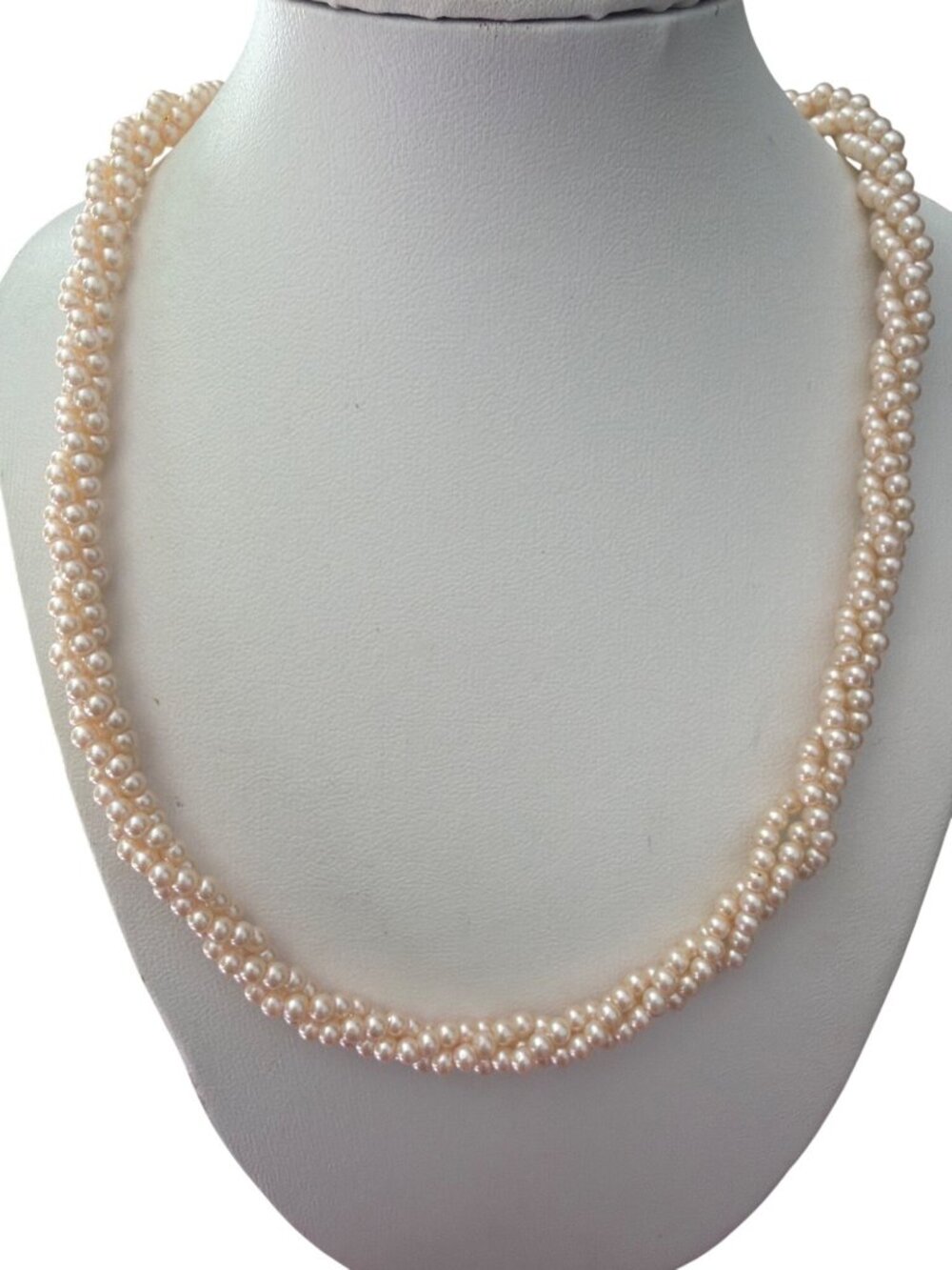 Vintage Twist Faux Pearl Necklace Bead Slide Clasp Choker Collar Estate 17"